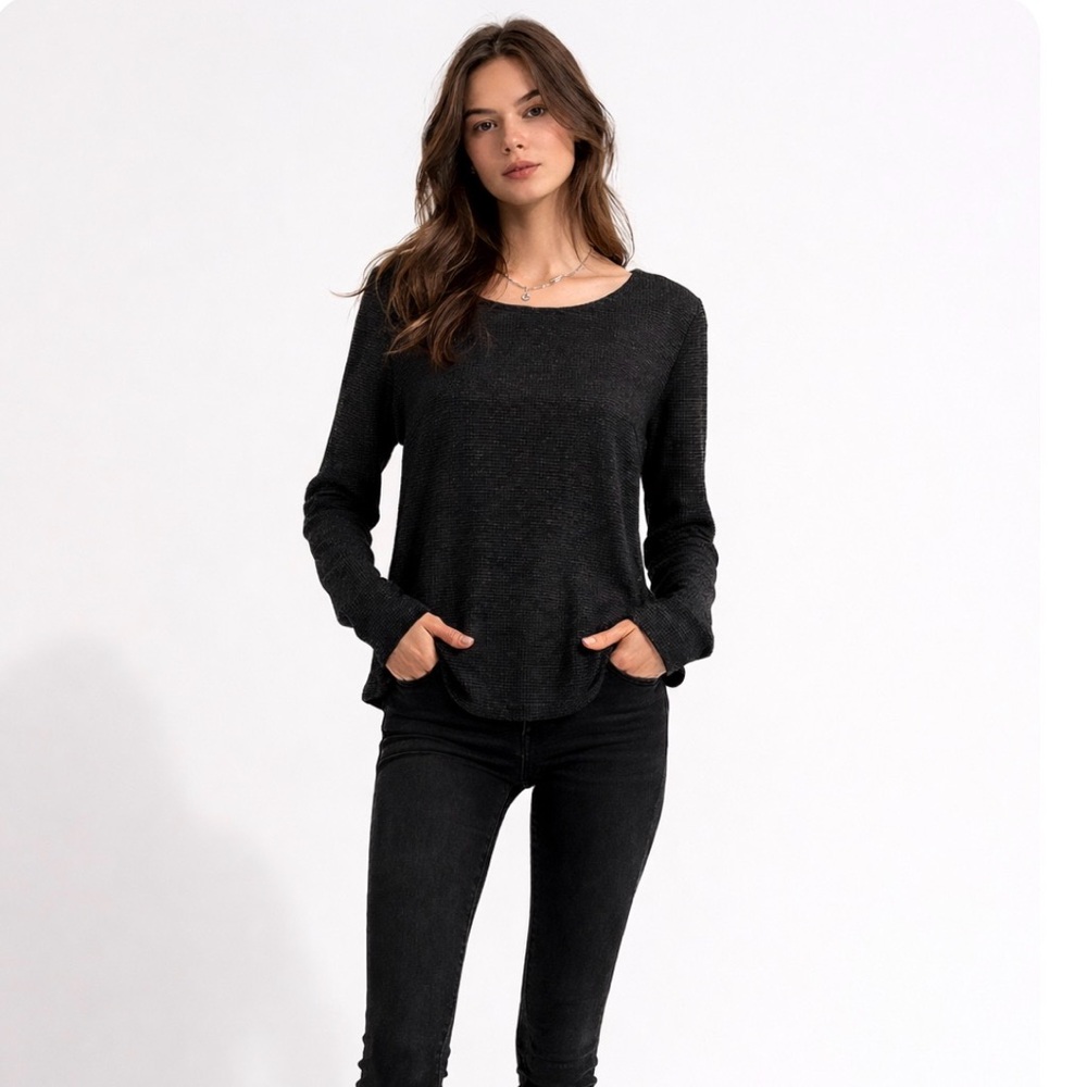 Junarose Charcoal Long Sleeve Top